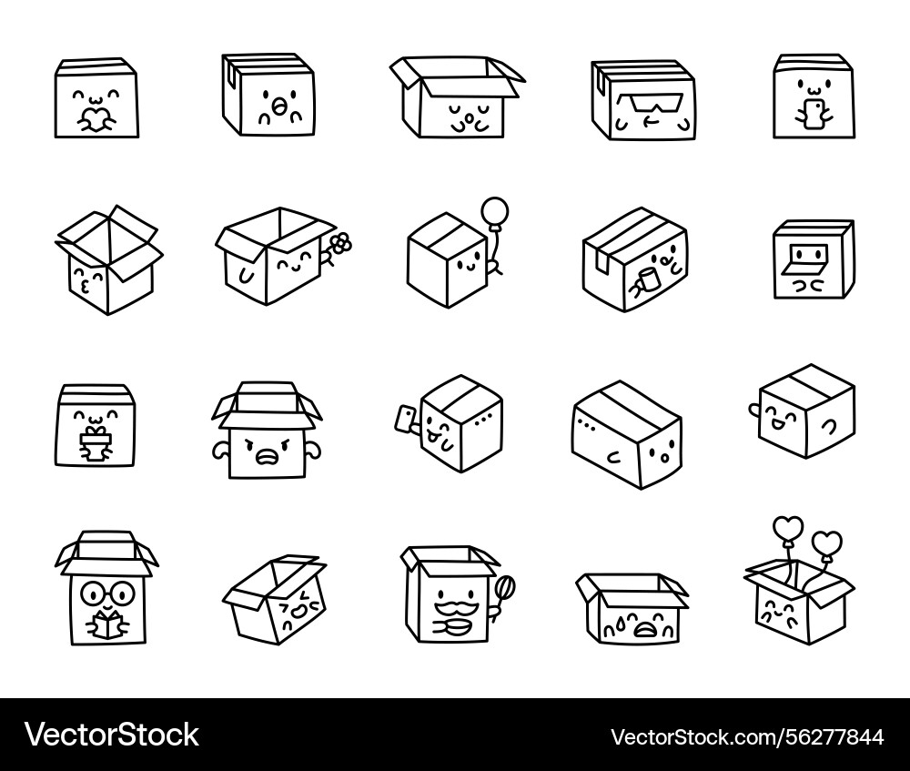 Charming box character set showing various Charming box character set showing various Vector Image