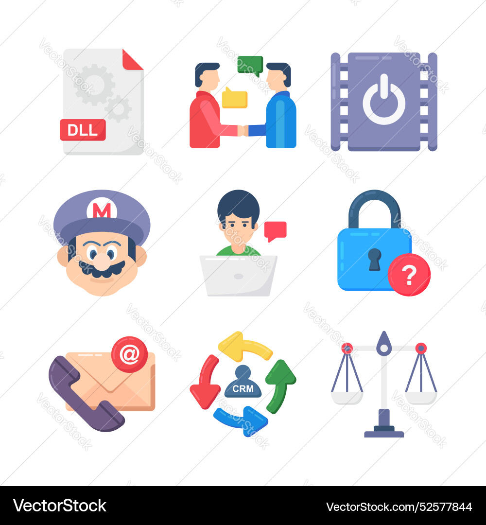 Get this amazing random icons set in trendy flat Get this amazing random icons set in trendy flat Vector Image