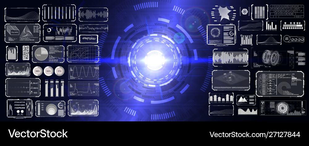 Hud ui gui elements set pack vector image