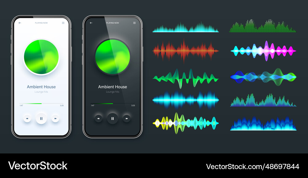 Online audio player user interface smartphone app Online audio player user interface smartphone app vector image