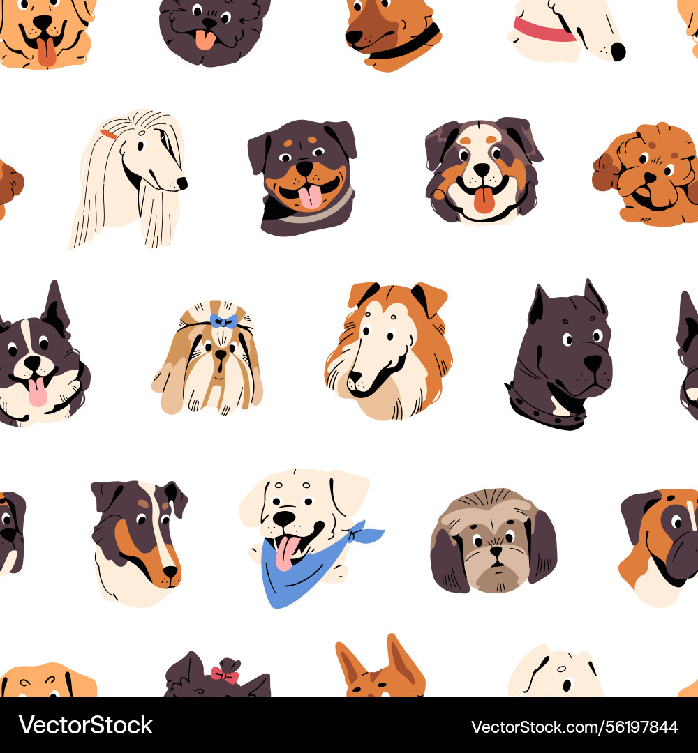Repeatable pattern of different dog avatars Repeatable pattern of different dog avatars vector image