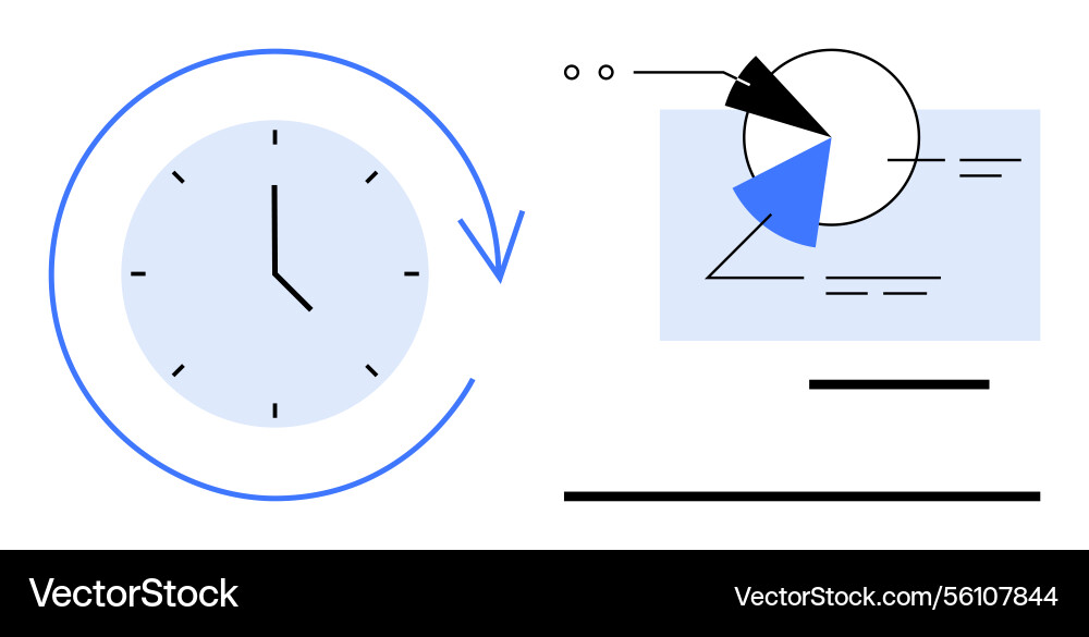 Time management concept with clock and data Time management concept with clock and data vector image
