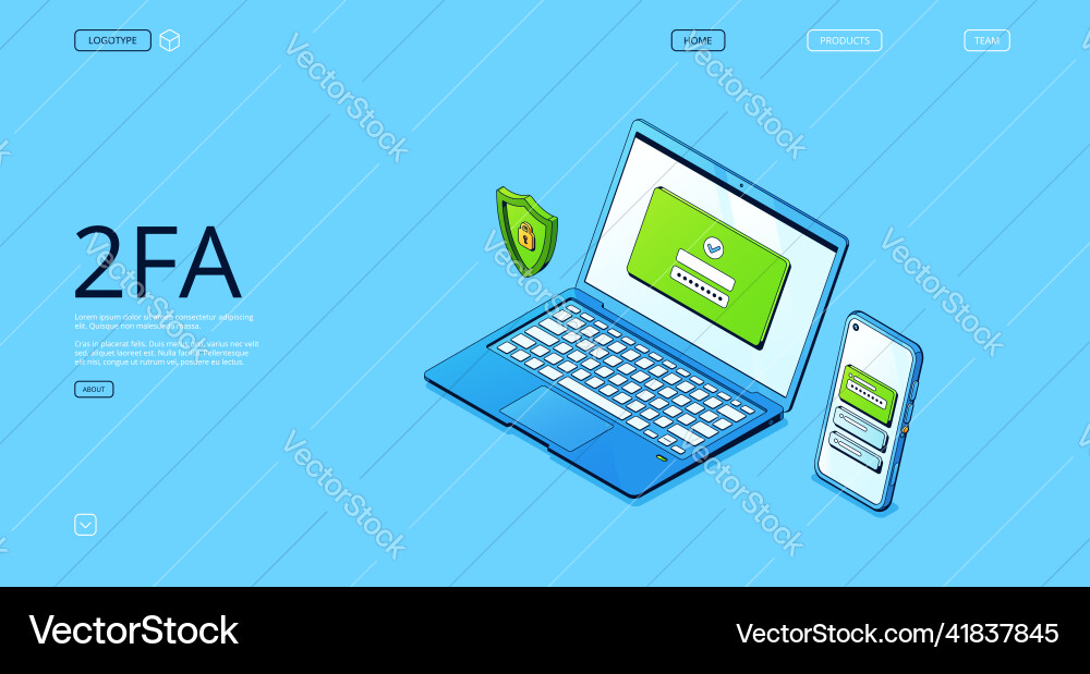 2fa two-factor authentication banner 2fa two-factor authentication banner vector image
