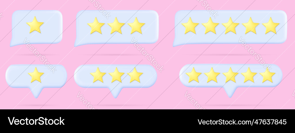 3d chat dialog speech box with star rating 3d chat dialog speech box with star rating vector image