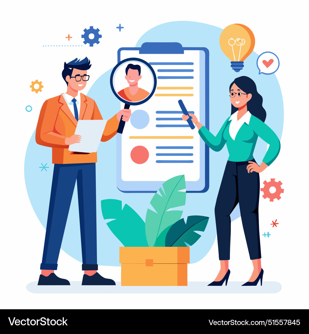 Candidate resume review by hr human resources Candidate resume review by hr human resources vector image