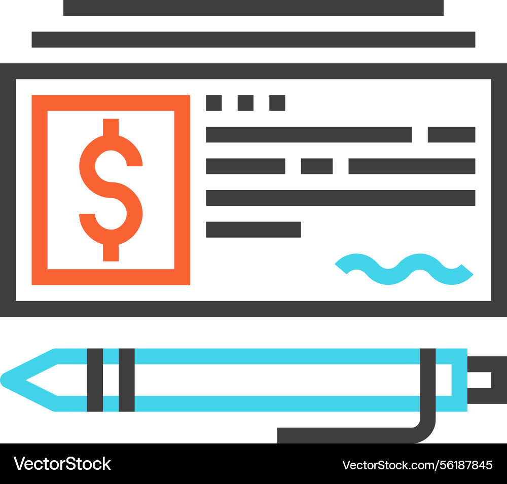 Check payment flat line web icon concept Vector Image
