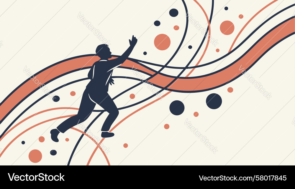 Dynamic Runner on Wavy Path Vector Image