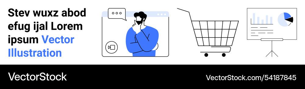 E-commerce and data analysis concept with man E-commerce and data analysis concept with man vector image