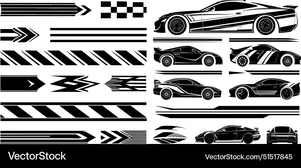 Racing Stripe & Badge Set Vector Image