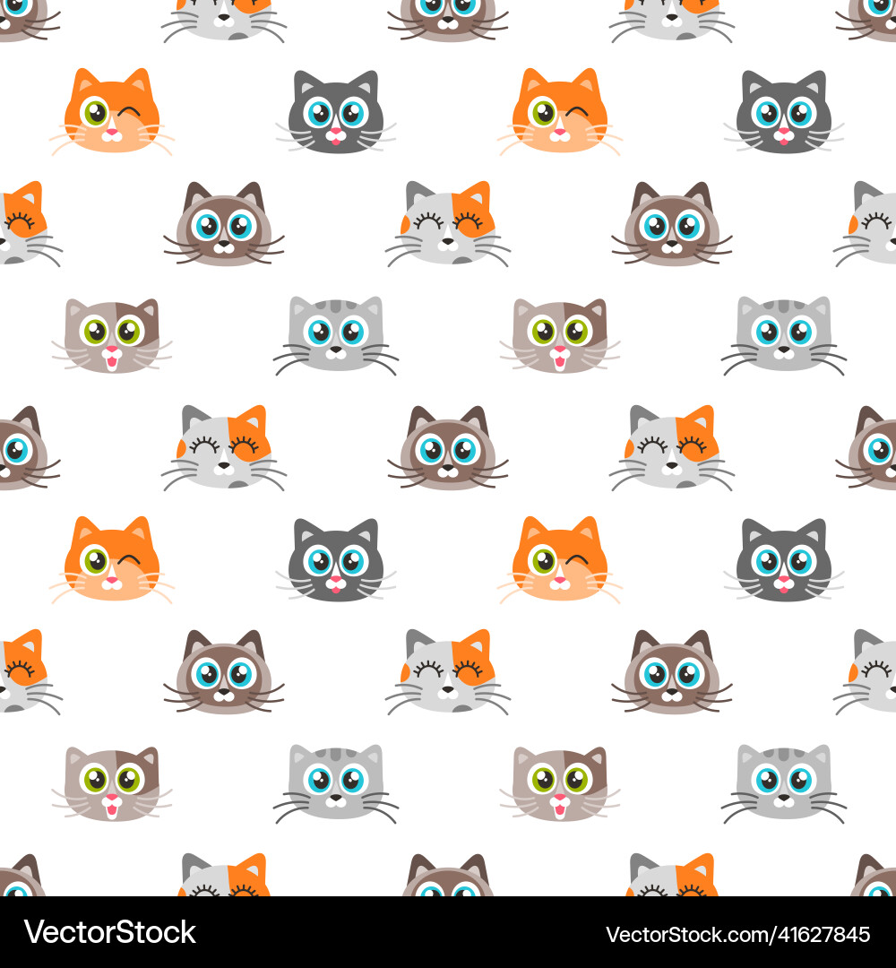 Seamless pattern with cat faces Seamless pattern with cat faces Vector Image