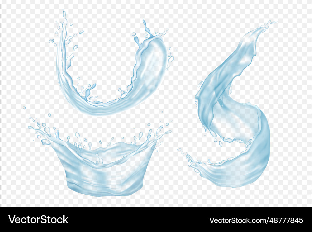 Water splashes mega set in 3d realistic design Water splashes mega set in 3d realistic design vector image
