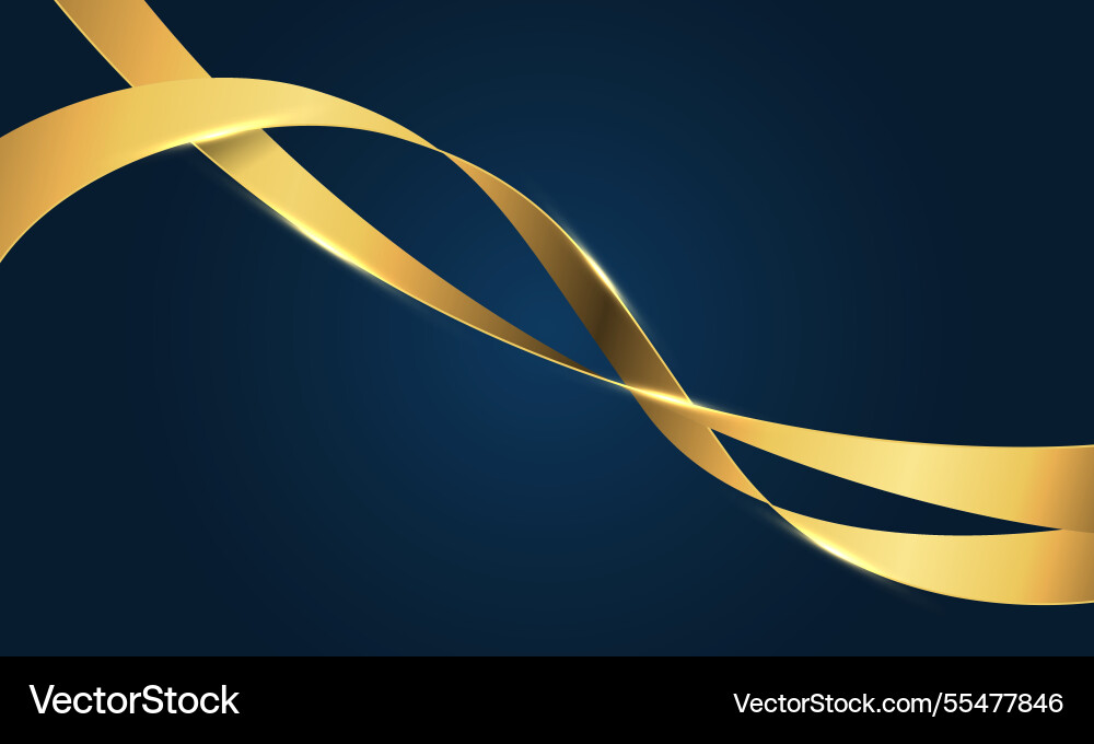 Abstract gold ribbon wave curve overlap on red Abstract gold ribbon wave curve overlap on red vector image