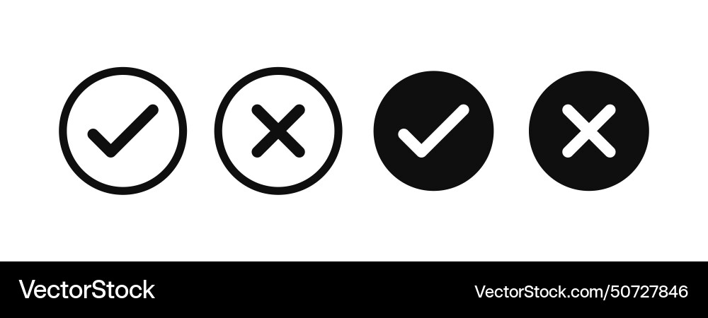 Check mark icon set Royalty Free Vector Image - VectorStock