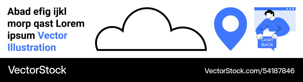 Cloud outline location pin and character Cloud outline location pin and character Vector Image