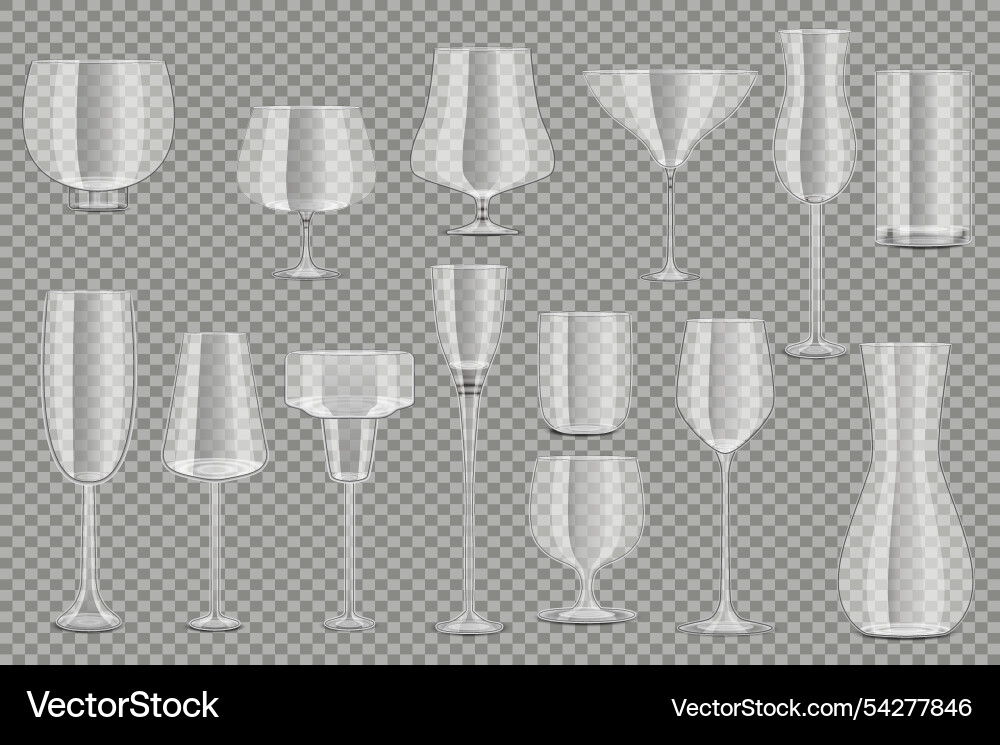 Glass goblets set elements in flat graphic design Glass goblets set elements in flat graphic design Vector Image
