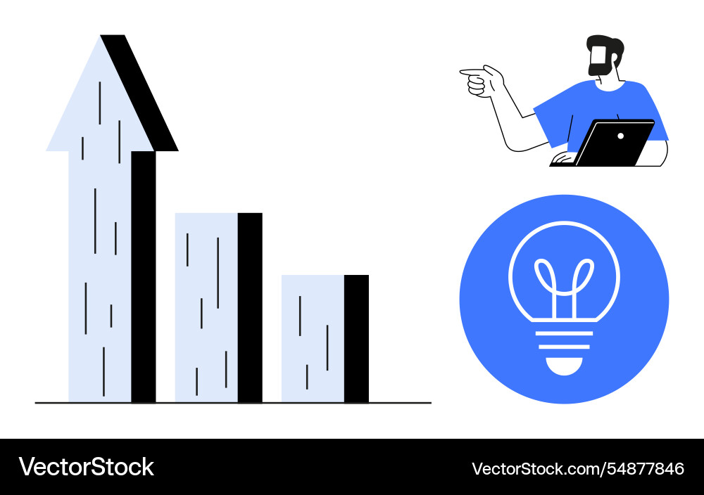 Growth chart with upward arrow person using Growth chart with upward arrow person using vector image