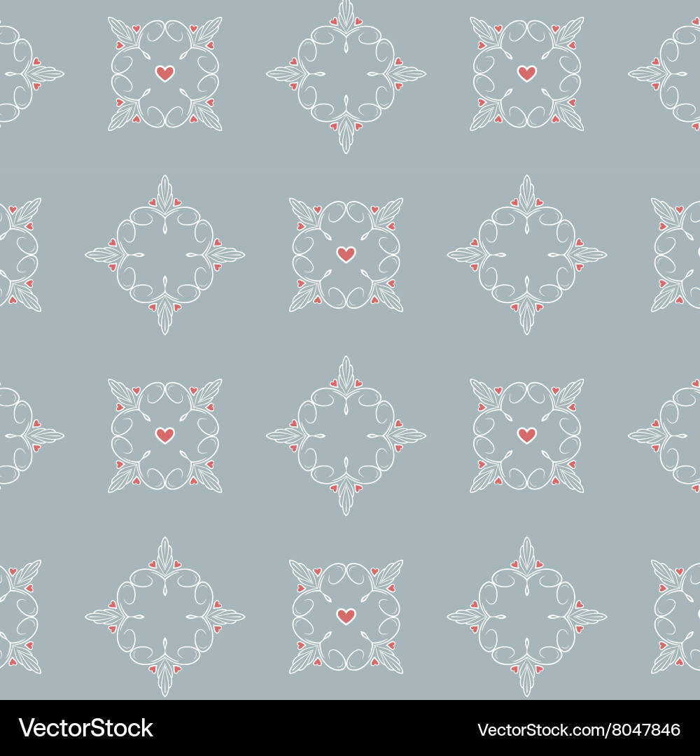 Hearts and lines simple pattern Vector Image