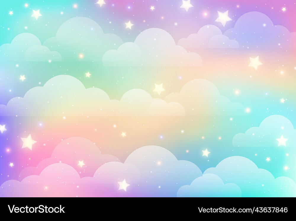 Rainbow unicorn background with clouds and stars Rainbow unicorn background with clouds and stars vector image