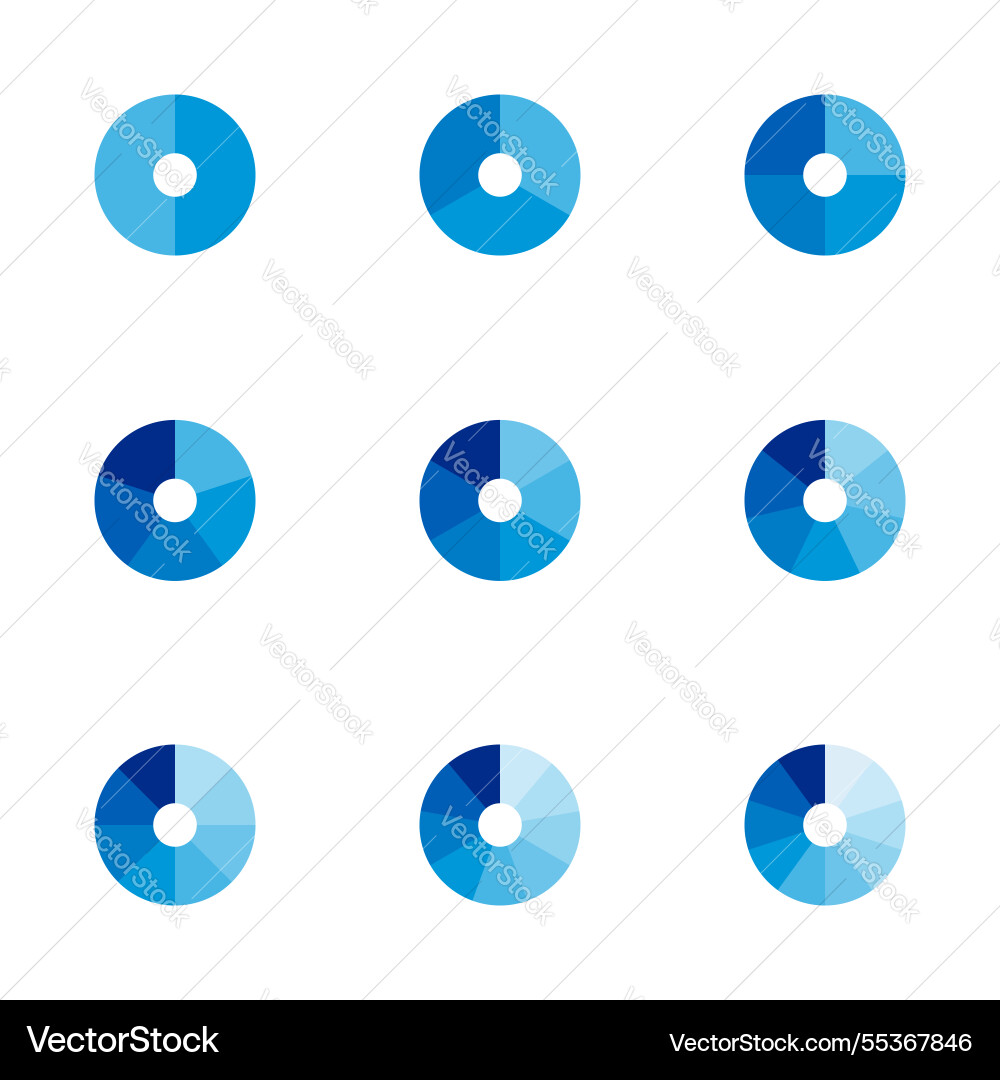 Set of circle pie charts financial analysis data vector image