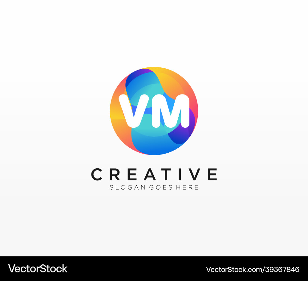 Vm initial logo with colorful circle template vector image