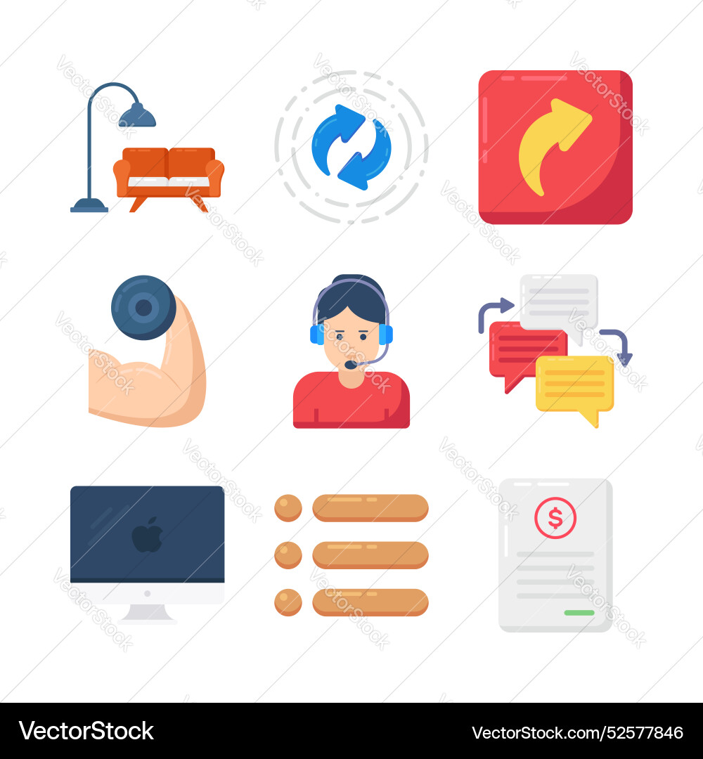 Well designed flat random icons set ready to use Vector Image