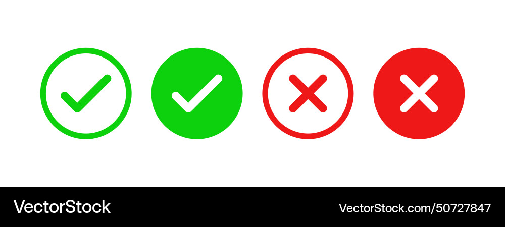 Check mark icon set Royalty Free Vector Image - VectorStock