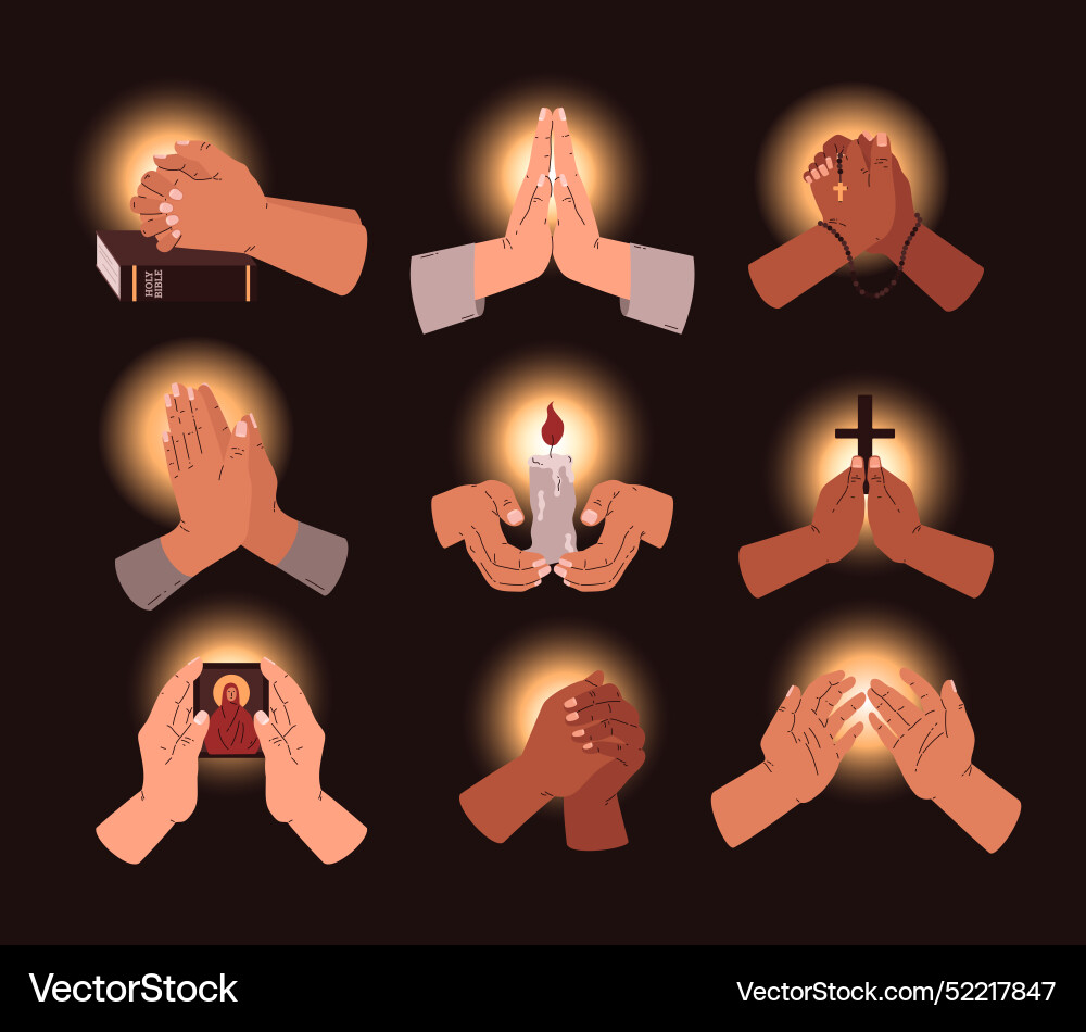 Ector prayer hands surrounded Ector prayer hands surrounded Vector Image