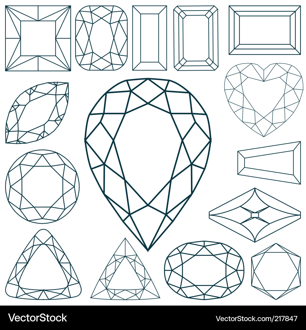 Gemstone Shapes Collection Vector Image