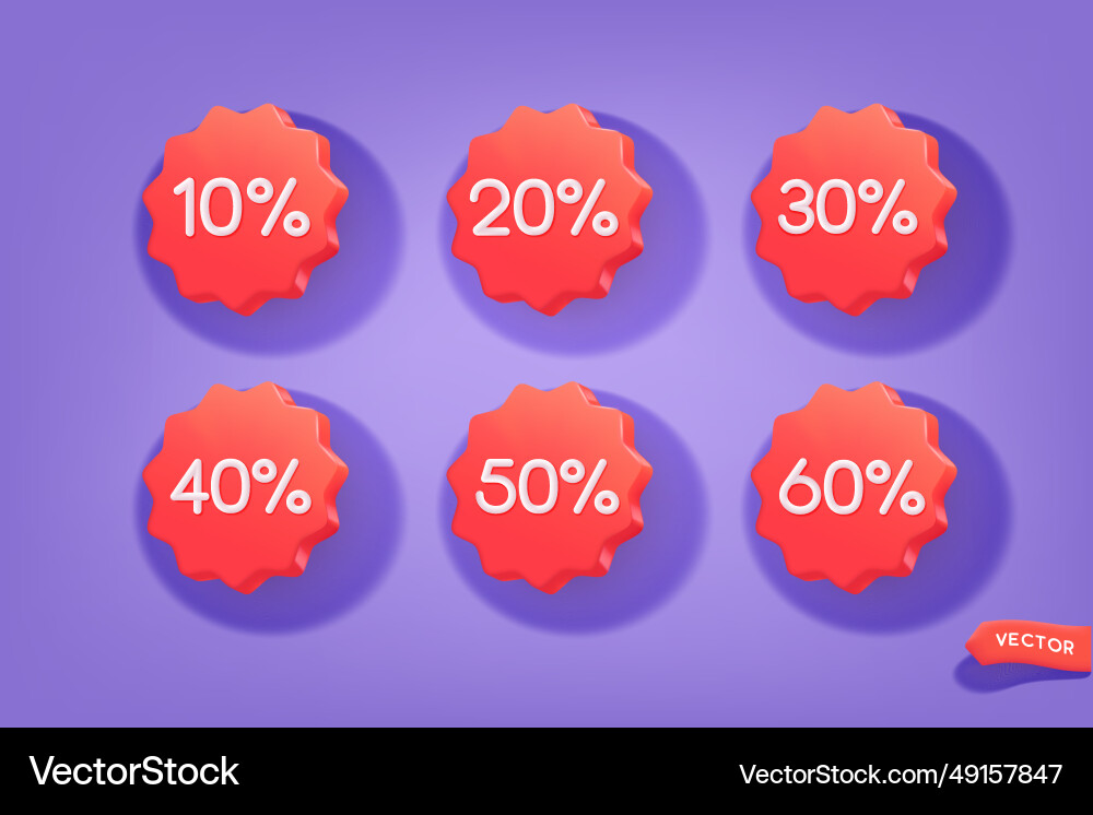Label set with percent check mark and discount Label set with percent check mark and discount vector image