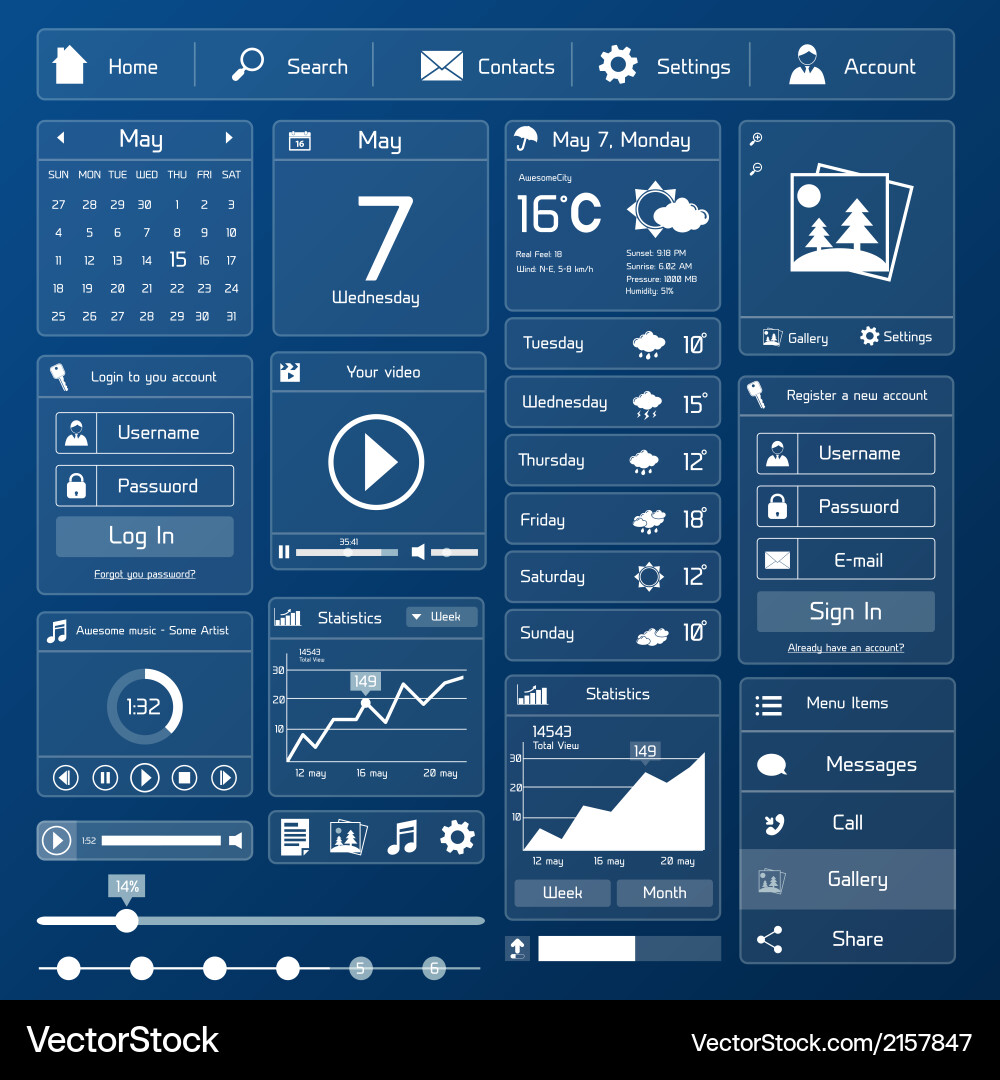 Modern UI Template - Flat Interface vector image