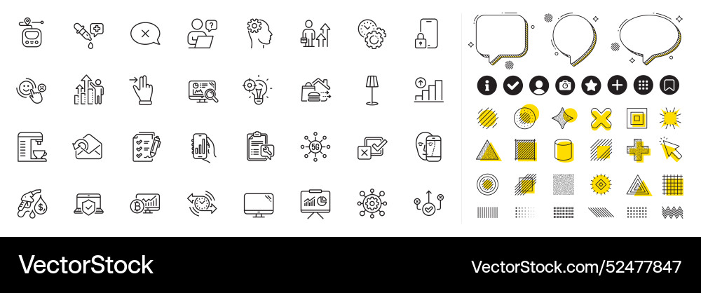 Set of reject presentation and send mail line Set of reject presentation and send mail line vector image
