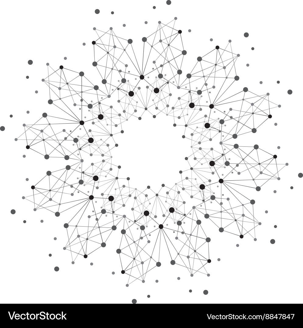 Shape molecular structure with lines and dots Vector Image