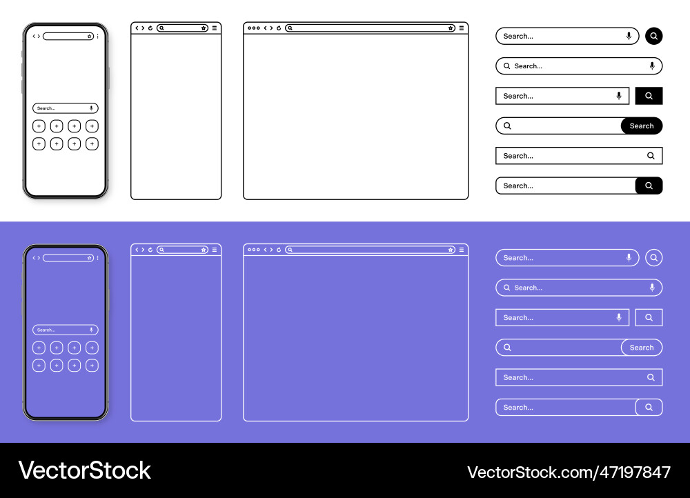 Smartphone web browser internet page window Smartphone web browser internet page window vector image