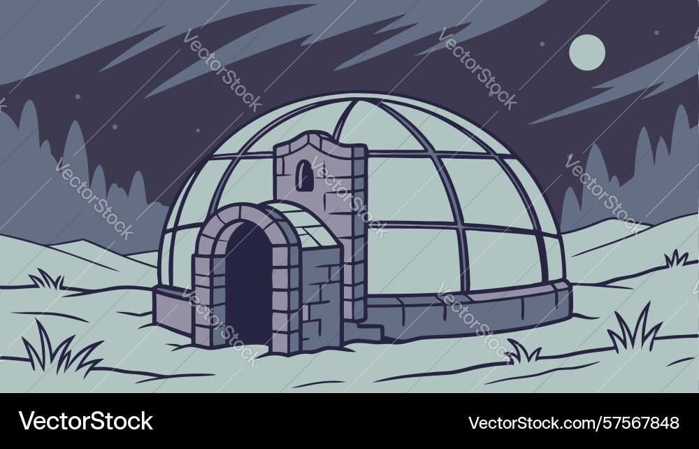Abstract domed building with geometric patterns Vector Image