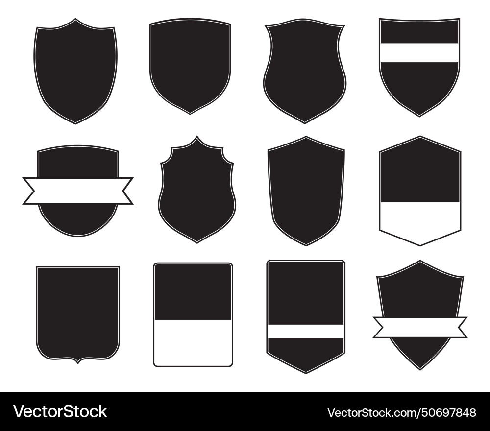 Black and white shield silhouette Royalty Free Vector Image