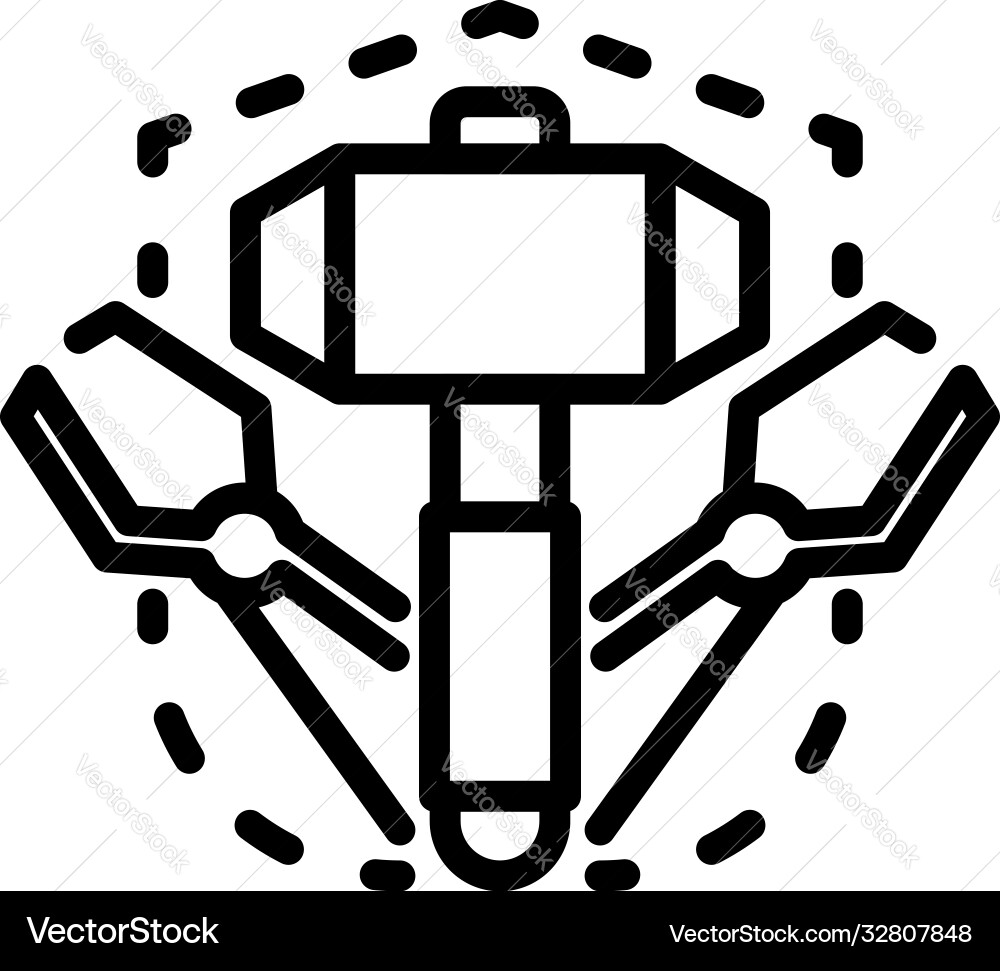 Blacksmith tools icon outline style Blacksmith tools icon outline style Vector Image