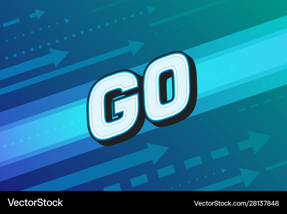 Go white word text and arrows pointing right Go white word text and arrows pointing right vector image