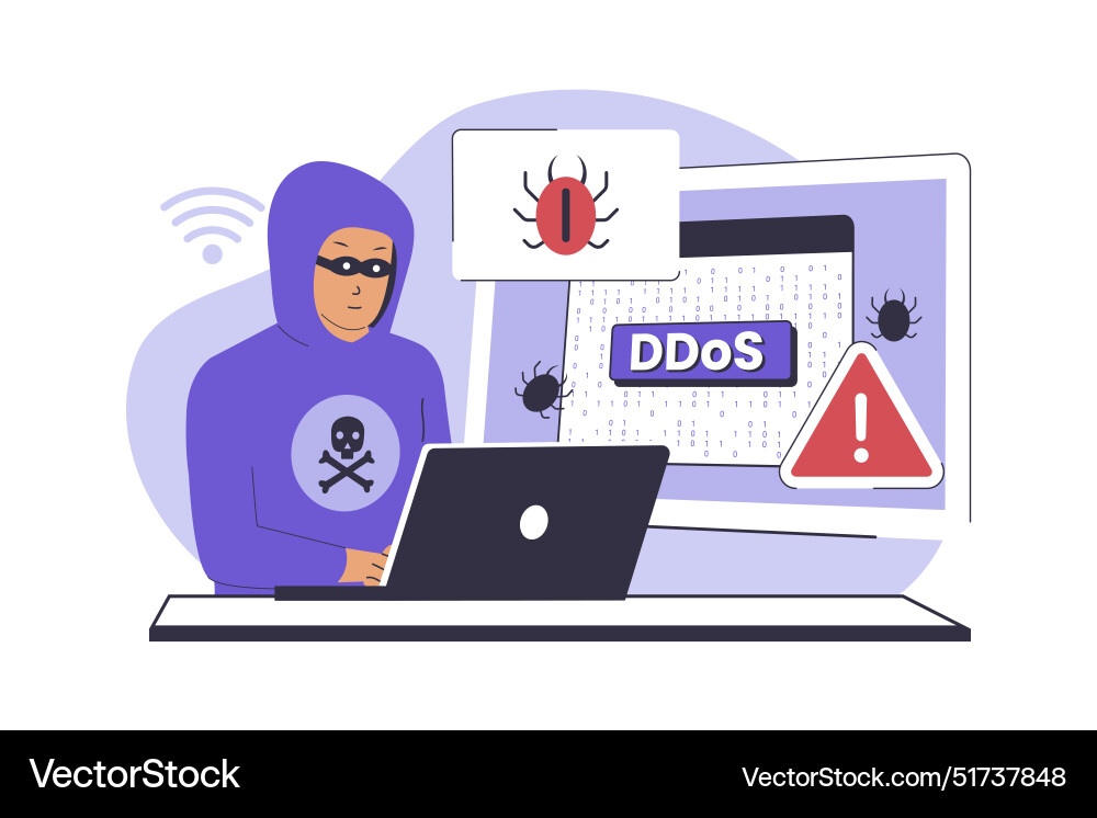 Hacker ddos attack concept Hacker ddos attack concept vector image