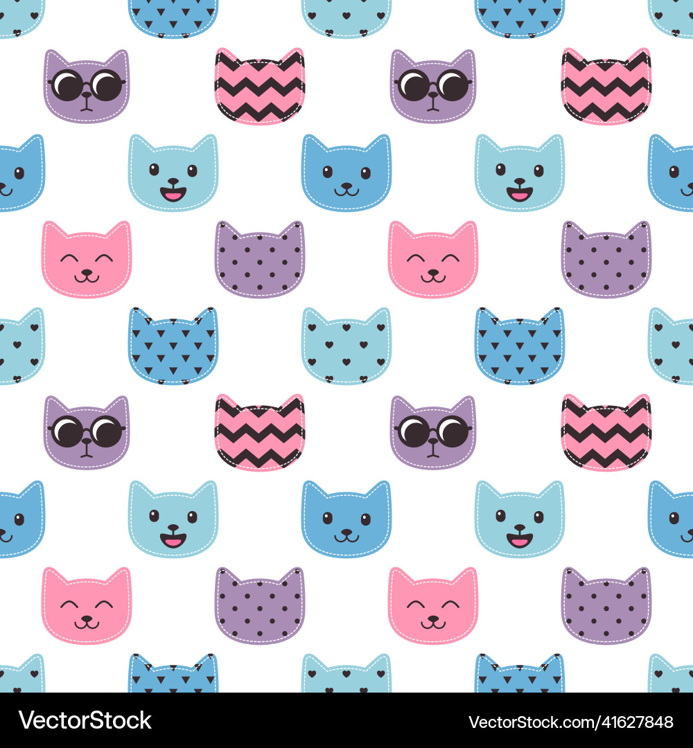 Seamless pattern with colorful cat faces Seamless pattern with colorful cat faces vector image