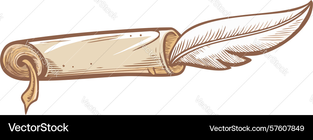 Antique quill pen and scroll design generative ai vector image