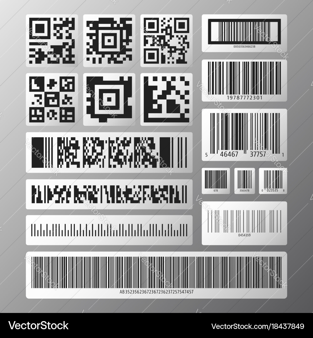 Barcode and QR Code Stickers vector image
