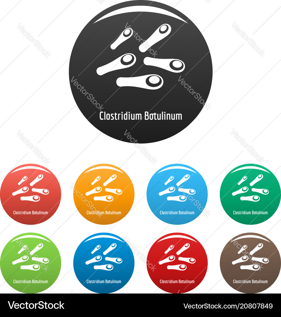 Clostridium botulinum icons set color Clostridium botulinum icons set color vector image