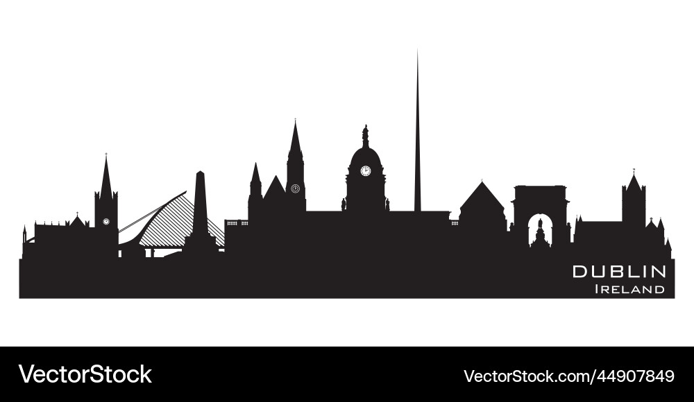 Dublin City Skyline Silhouette vector image