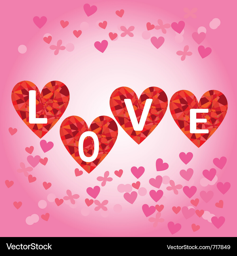 Hearts with letters love Vector Image