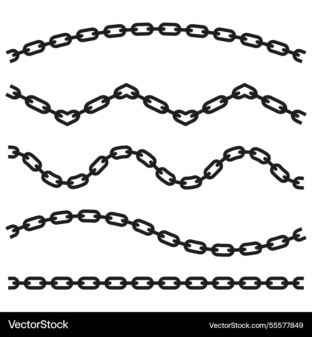 Linked chain pattern black wavy shapes Linked chain pattern black wavy shapes Vector Image