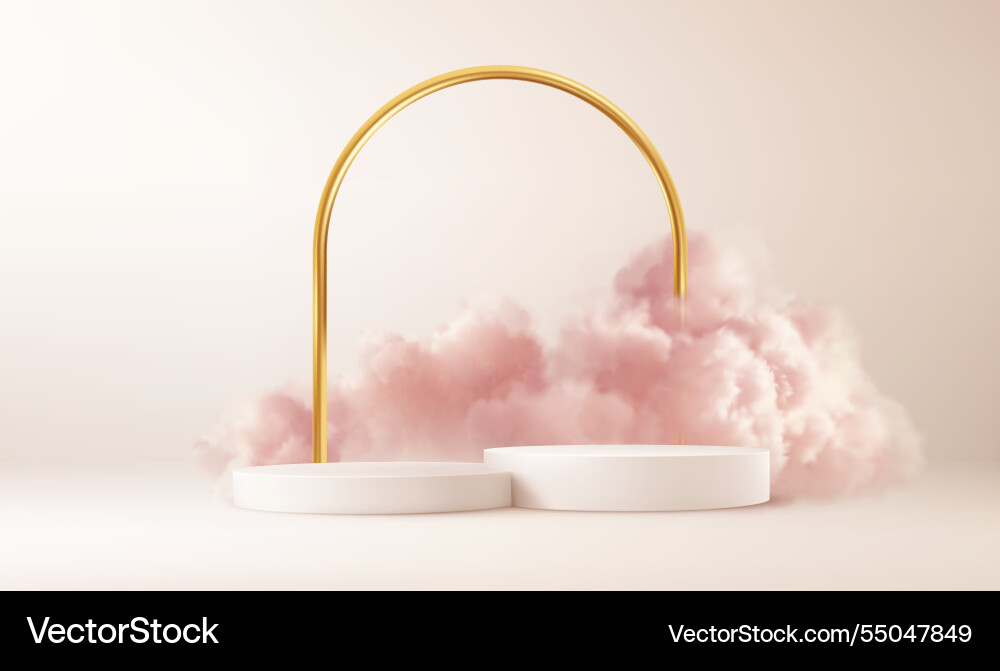 Modern geometric display stand with soft pink Vector Image