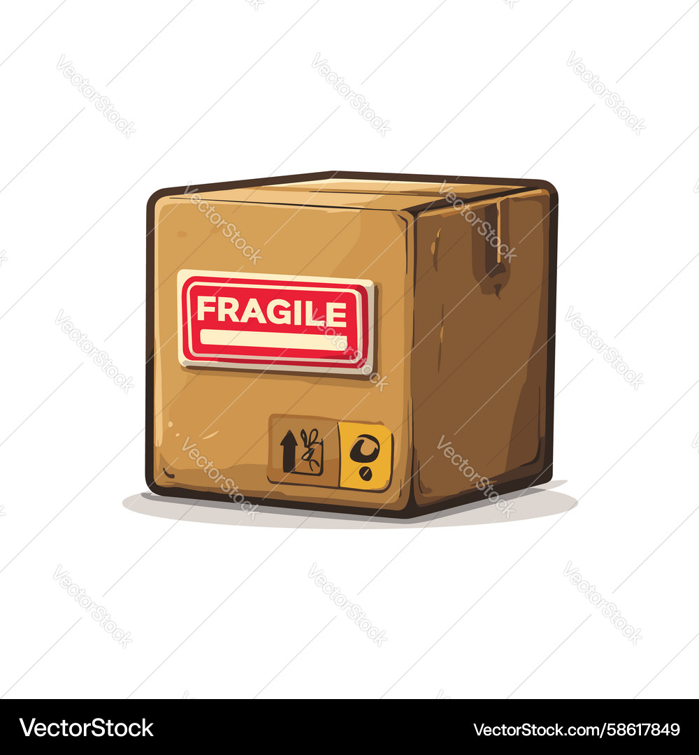 Package marked as fragile with handling symbols Vector Image