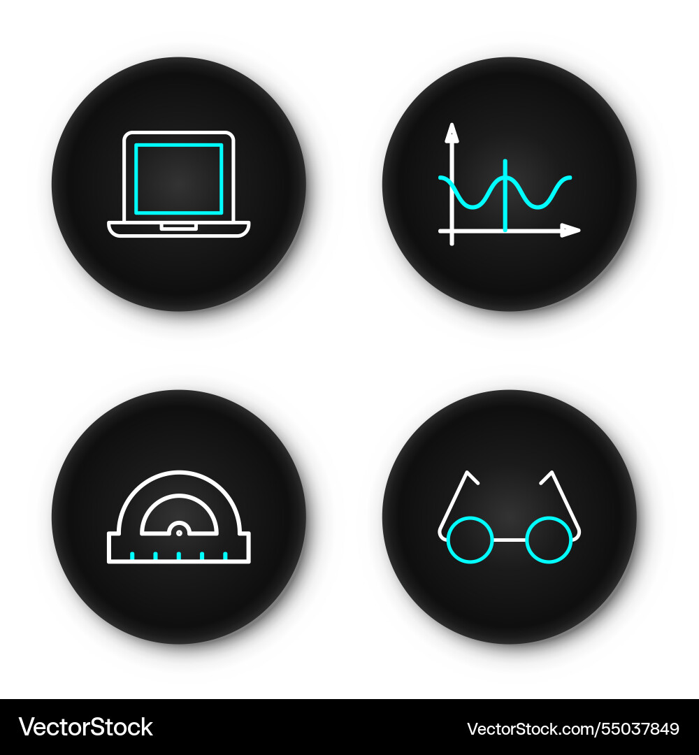Set line glasses protractor graph schedule chart Set line glasses protractor graph schedule chart vector image