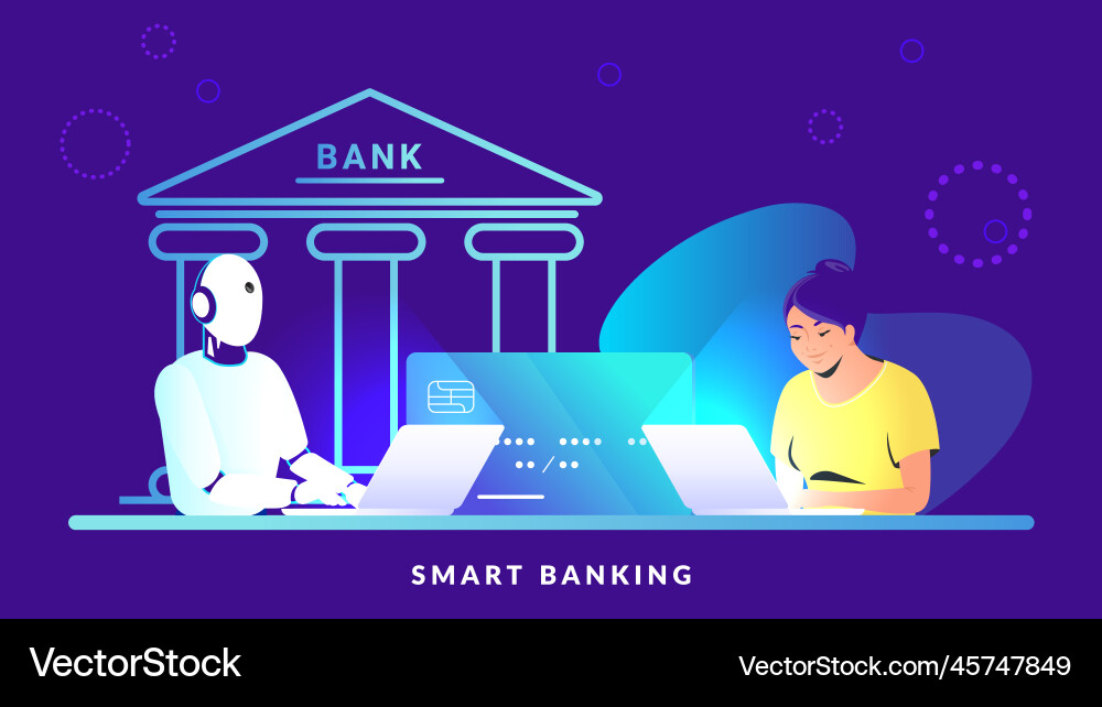 Smart banking with artificial intelligence vector image