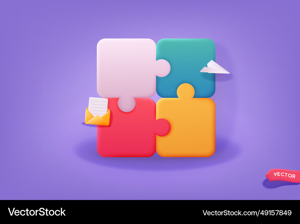 Tiling puzzle puzzles parts isolated 3d object Tiling puzzle puzzles parts isolated 3d object vector image